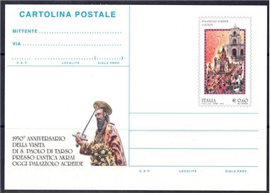 ITALIA 2012 PALAZZOLO ACREIDE, Cartolina Postale nuova