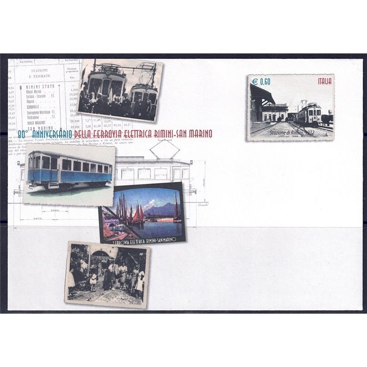 ITALIA 2012 FERROVIA RIMINI-SAN MARINO, Busta Postale nuova