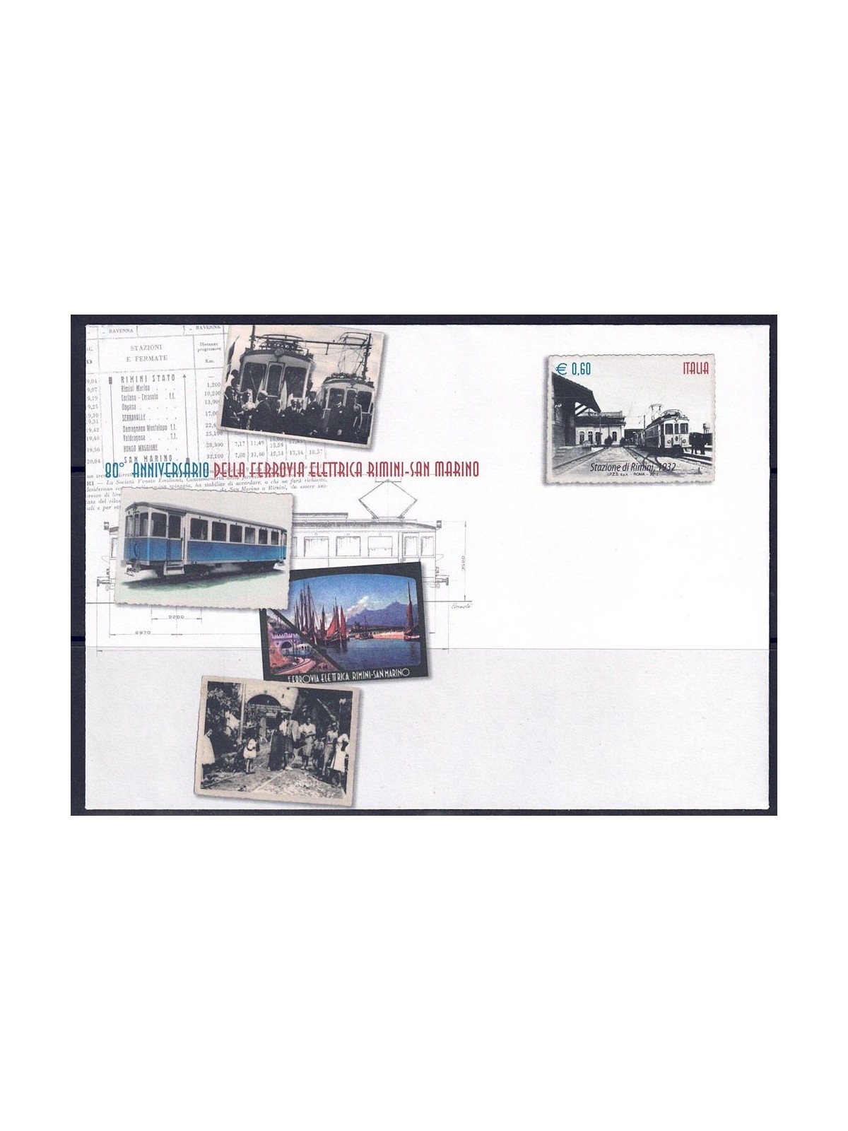 ITALY 2012 RIMINI-SAN MARINO RAILWAY, New Postal Cover