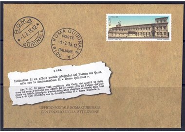 ITALY 2013 QUIRINALE, New Postal Envelope