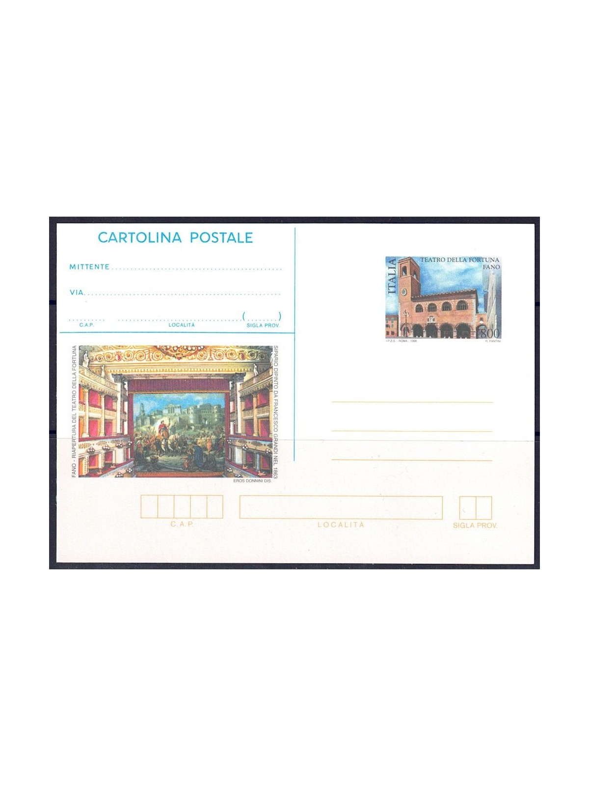 ITALY 1998 THEATRE OF FORTUNE, New Postcard