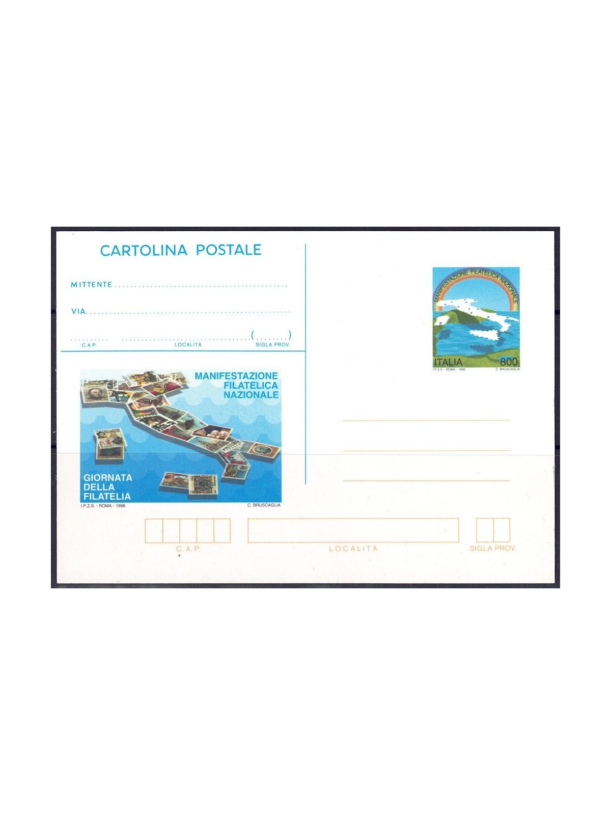 ITALIA 1998 GIORNATA DELLA FILATELIA, Cartolina Postale nuova