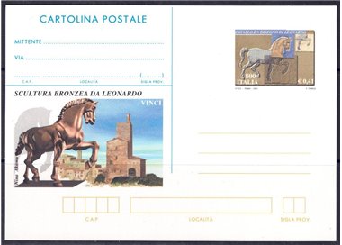 ITALIA 2001 CAVALLO DI LEONARDO DA VINCI, Cartolina Postale nuova