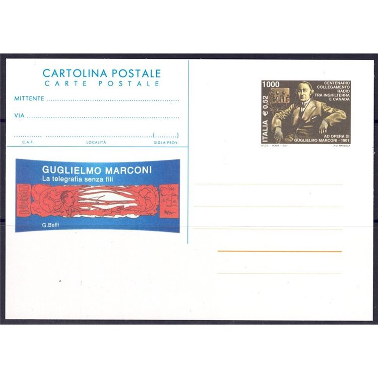 ITALY 2001 GUGLIELMO MARCONI, New Postcard