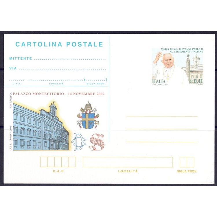 ITALIA 2002 GIOVANNI PAOLO II, Cartolina Postale nuova