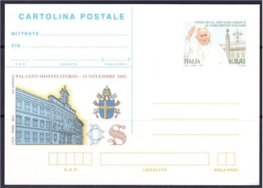 ITALIA 2002 GIOVANNI PAOLO II, Cartolina Postale nuova