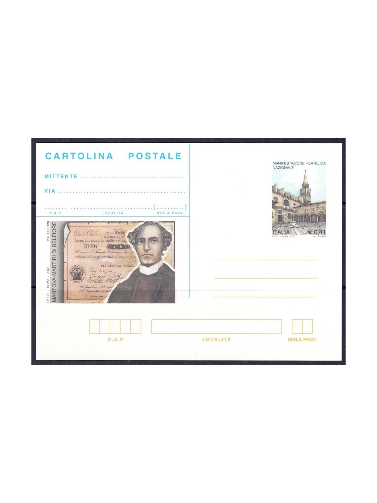 ITALY 2002 MARTYRS OF BELFIORE, New Postcard