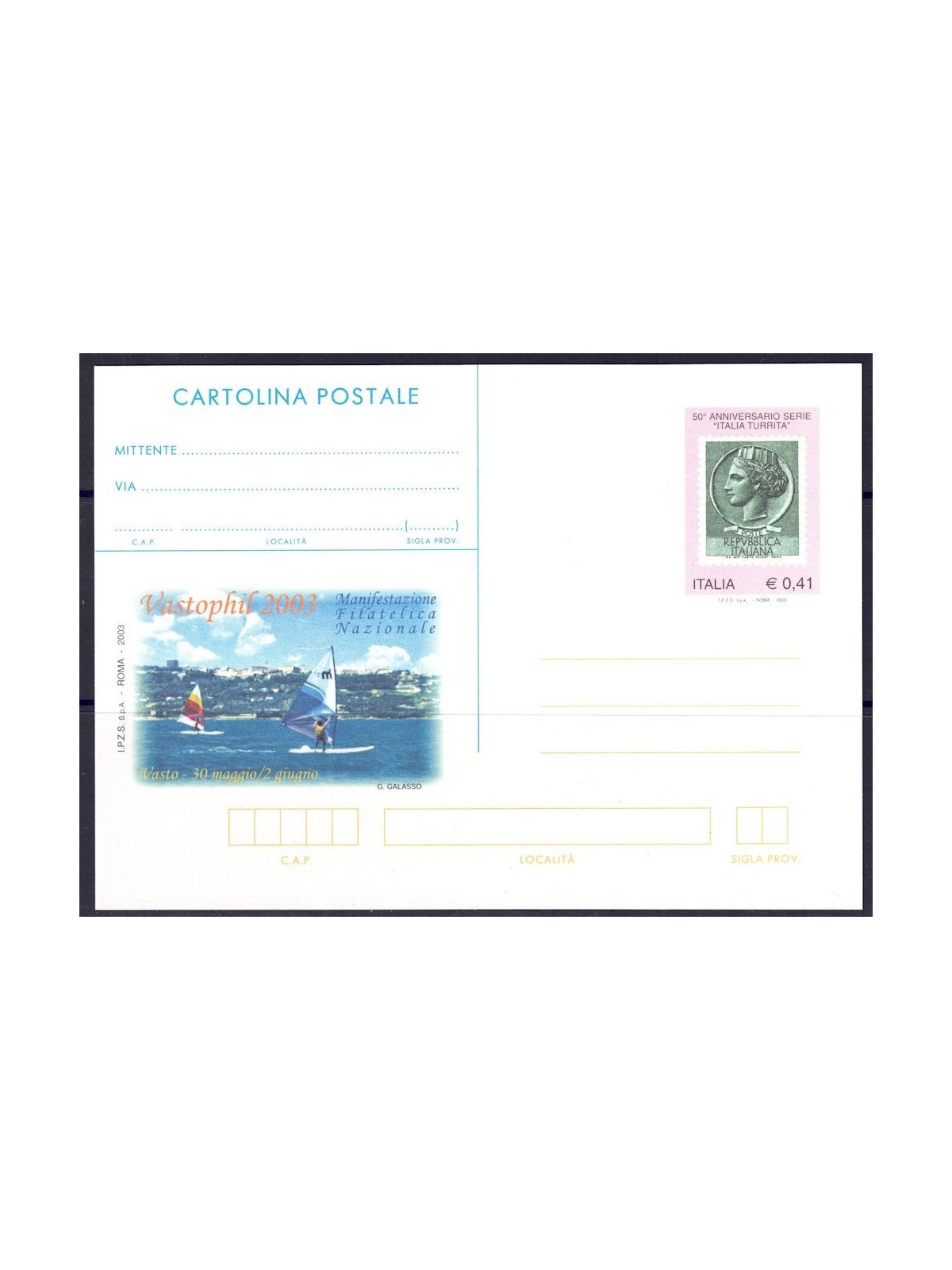 ITALIA 2003 ITALIA TURRITA, Cartolina Postale nuova