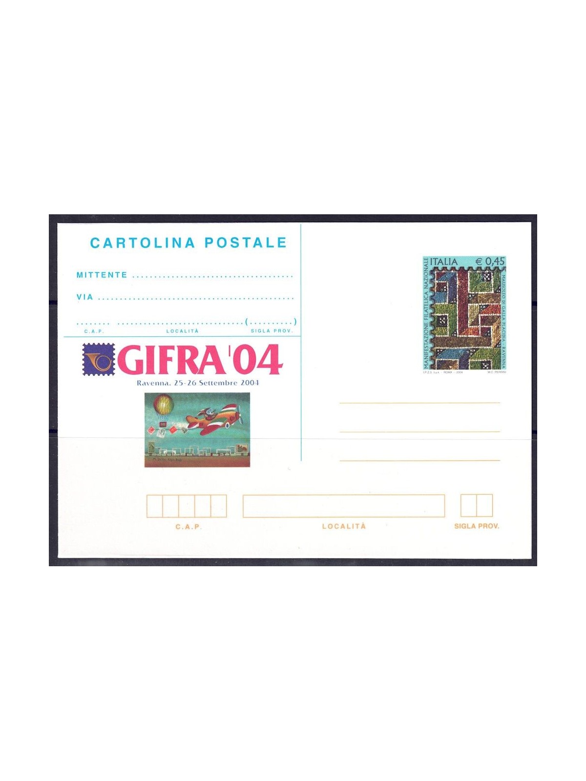 ITALY 2004 PHILATELIC EVENT, New Postcard