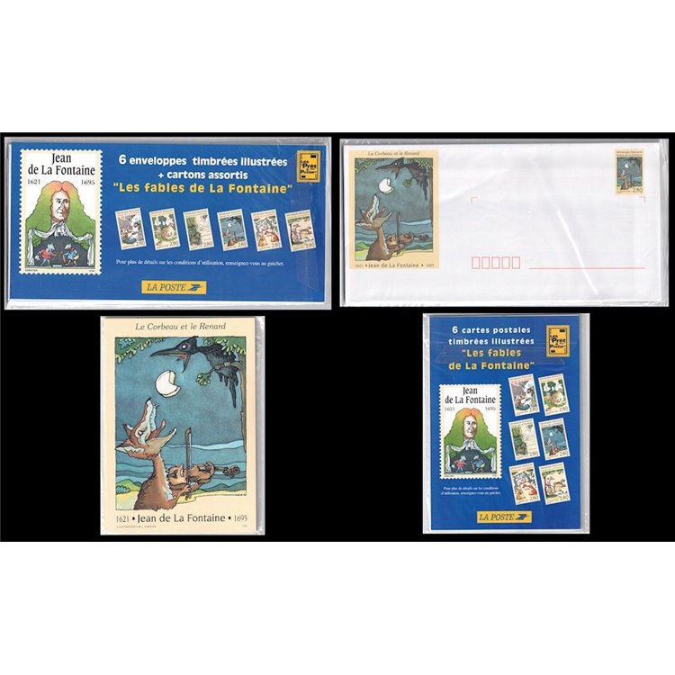 FRANCE 1995 Jean de La Fontaine 6 envelopes + 6 postcards