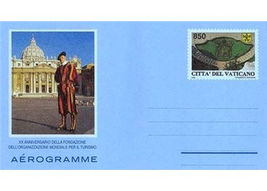 VATICANO 1996 Organizzazione mondiale per il turismo, aerogramma nuovo