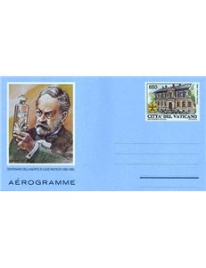 VATICAN 1995 Louis Pasteur, new aerogram