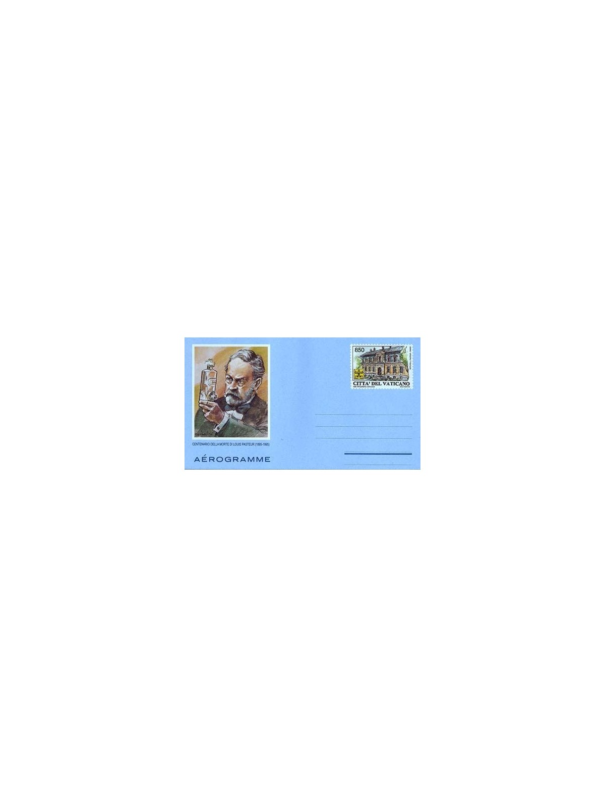 VATICANO 1995 Louis Pasteur, aerogramma nuovo