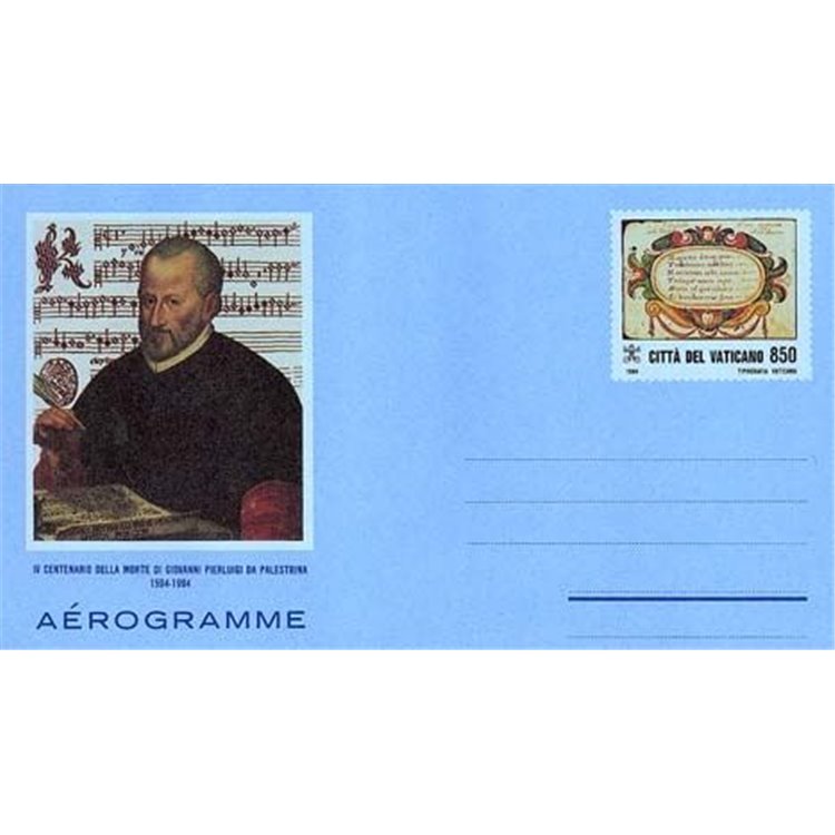 VATICANO 1994 Pierluigi da Palestrina, aerogramma nuovo