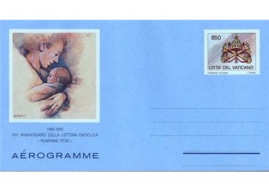 VATICANO 1993 Humanae vitae, aerogramma nuovo