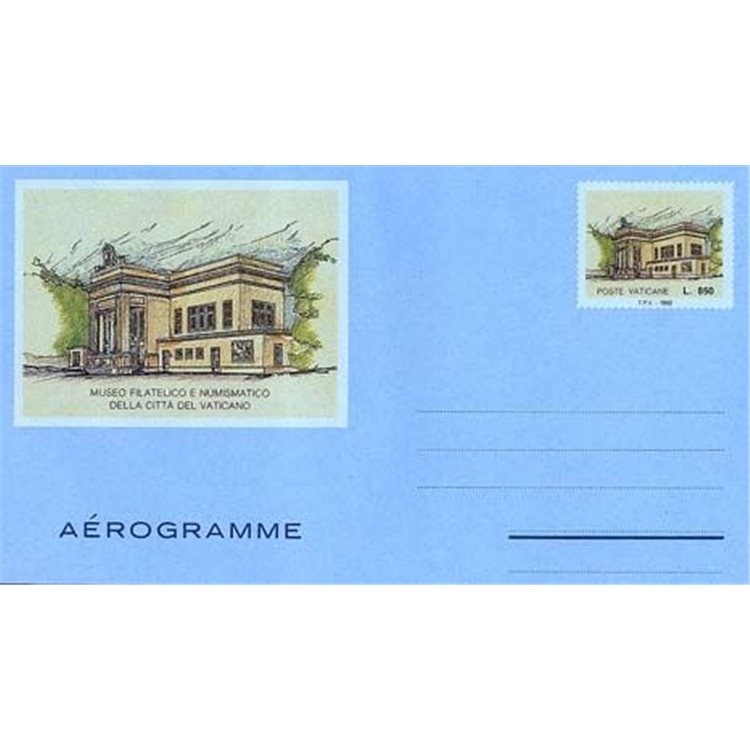 VATICANO 1992 Museo filatelico e numismatico, aerogramma nuovo