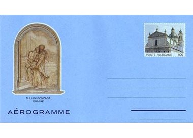 VATICANO 1991 San Luigi Gonzaga, aerogramma nuovo