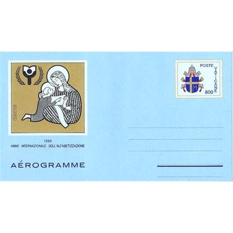 VATICANO 1990 Alfabetizzazione, aerogramma nuovo