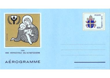 VATICANO 1990 Alfabetizzazione, aerogramma nuovo