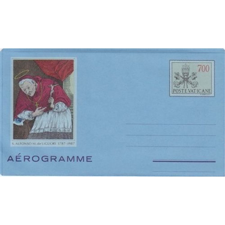VATICAN 1987 St. Alphonsus Maria De' Liguori, new aerogram