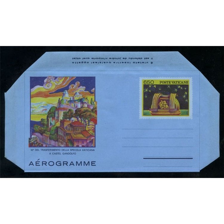 VATICANO 1986 Specola vaticana, aerogramma nuovo