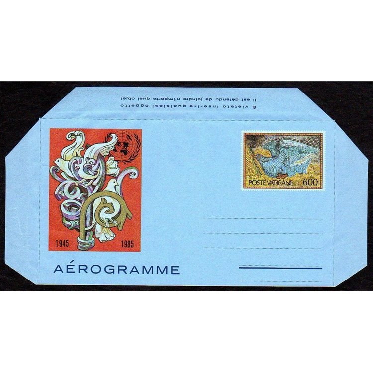 VATICANO 1985 Onu, aerogramma nuovo