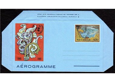 VATICAN 1985 UN, new aerogram