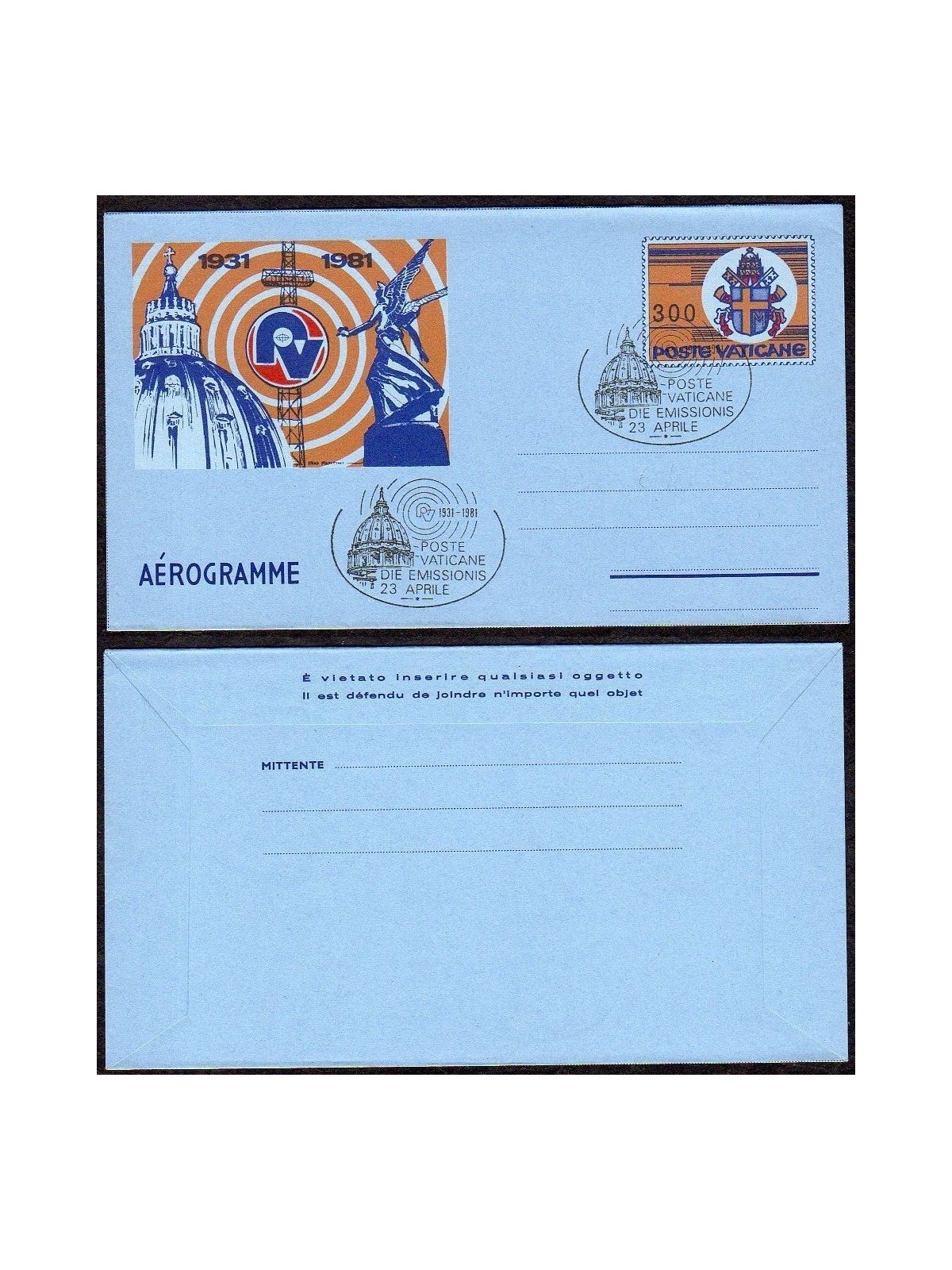 VATICAN 1981 Vatican Radio, FDC aerogram