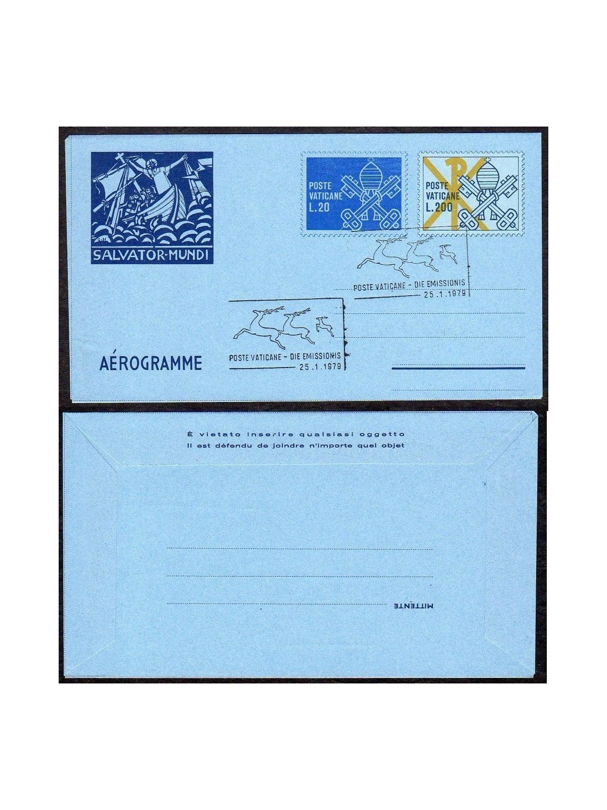 VATICAN 1979 Salvator mundi, FDC aerogram