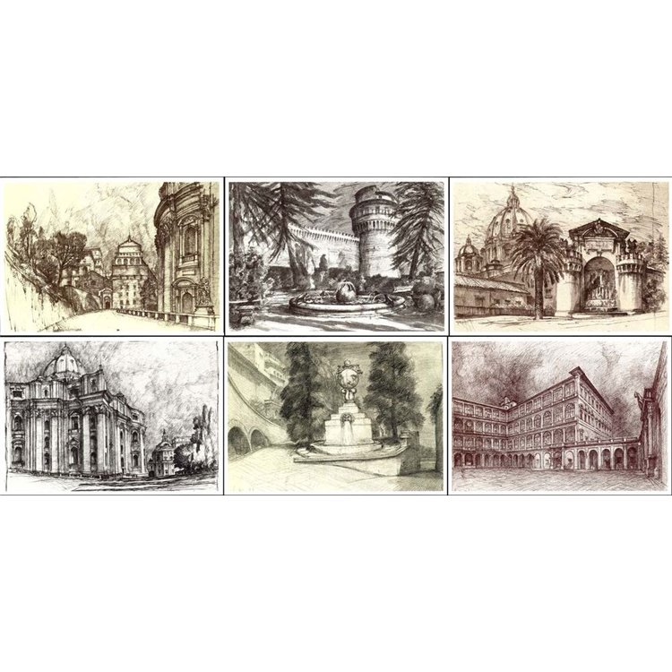 VATICAN 1978 Fountains and views, 6 new postcards