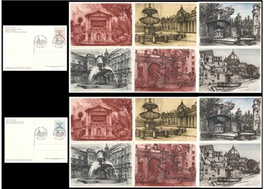VATICANO 1977 Fontane del Vaticano, 12 cartoline postali FDC