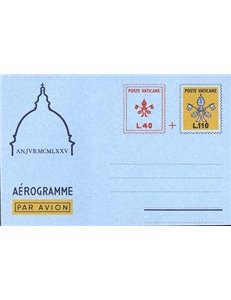 VATICANO 1975 Provvisorio £ 40+110, aerogramma nuovo