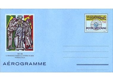 VATICANO 1989 Patroni d'Italia, aerogramma nuovo
