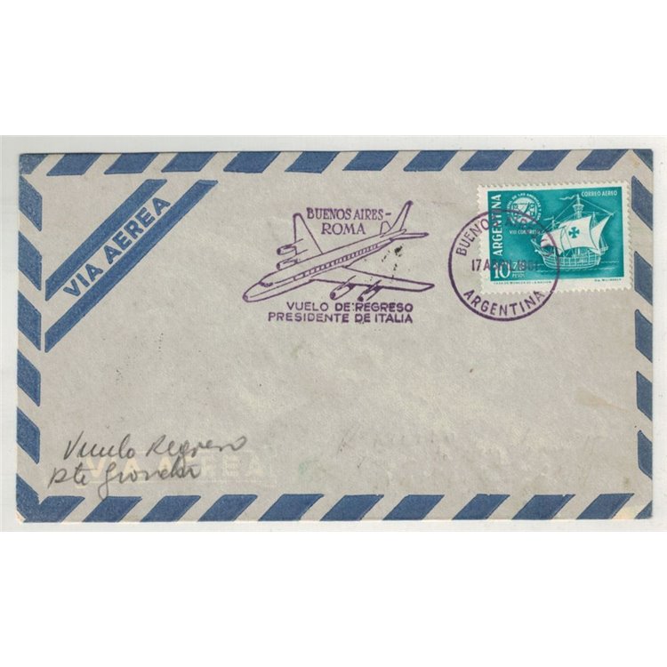 ARGENTINA 1961 Return flight of President Gronchi, aerogram