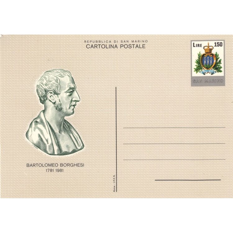 SAN MARINO 1981 Bartolomeo Borghesi 1 Cartolina Postale nuova