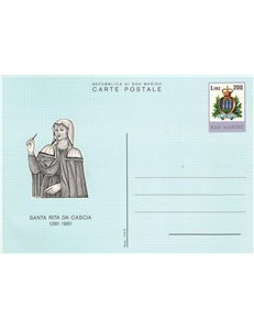SAN MARINO 1981 Santa Rita da Cascia 1 Cartolina Postale nuova