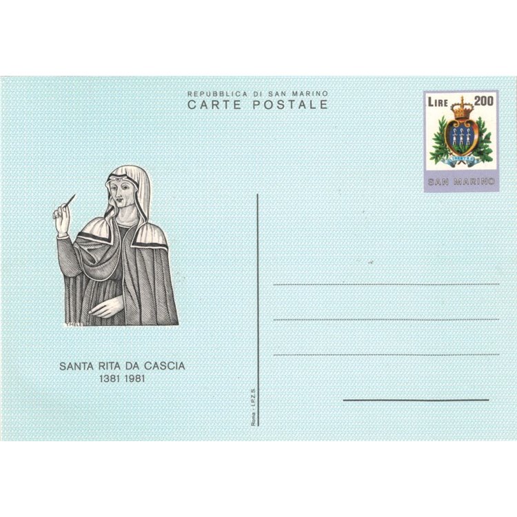 SAN MARINO 1981 Saint Rita of Cascia 1 New Postcard