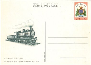 SAN MARINO 1983 Convegno dei ferrovieri 1 Cartolina Postale nuova