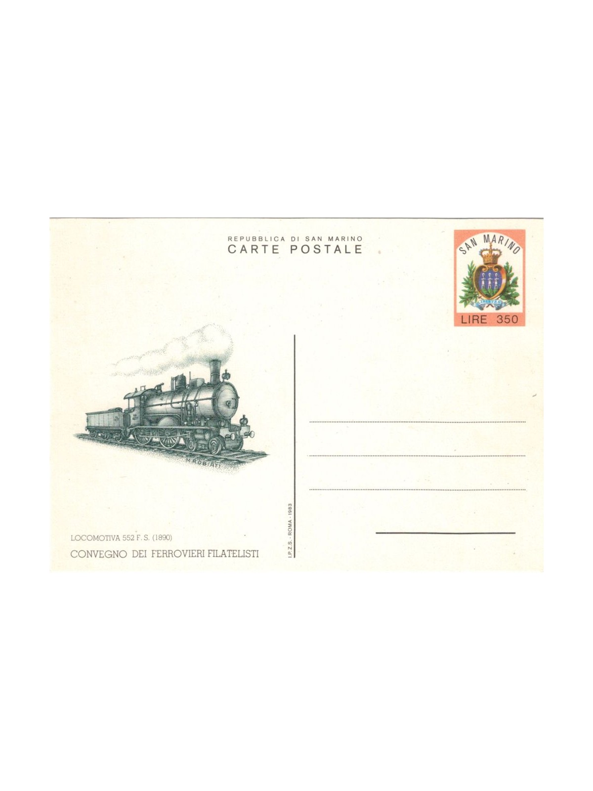 SAN MARINO 1983 Railway Workers' Conference 1 New Postcard