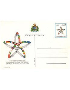 SAN MARINO 1984 Congresso UPU 1 Cartolina Postale nuova