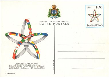 SAN MARINO 1984 UPU Congress 1 New Postcard
