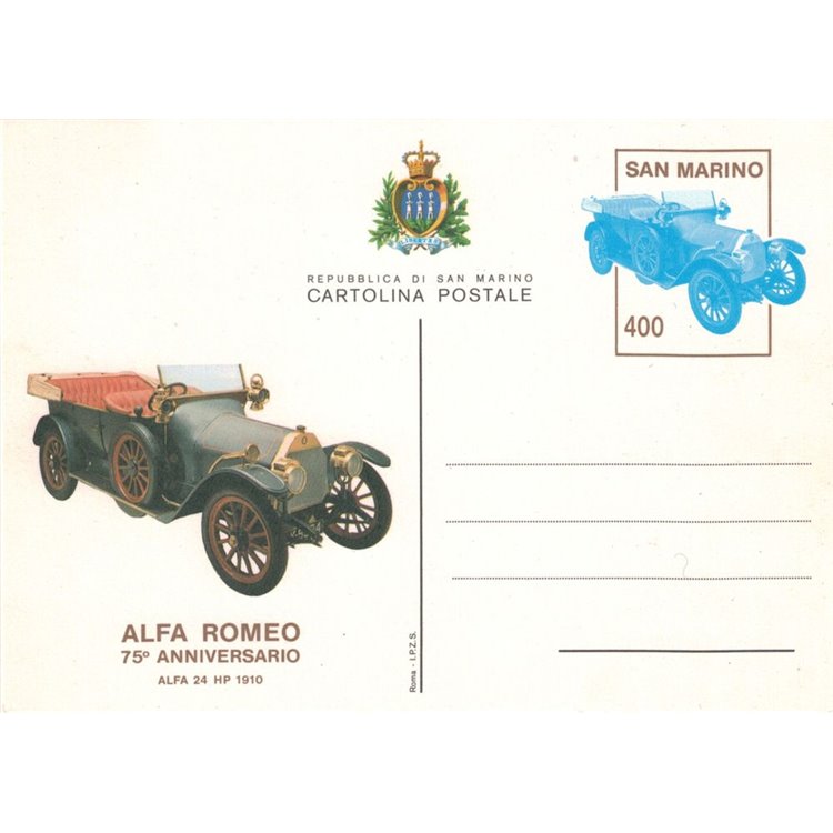 SAN MARINO 1985 Anniversary Alfa Romeo 1 New Postcard