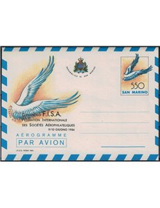 SAN MARINO 1984 FISA, Aerophilia Congress, new aerogram