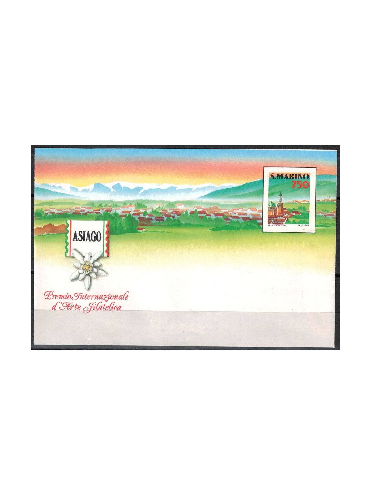 SAN MARINO 1990 Asiago, New Postal Envelope