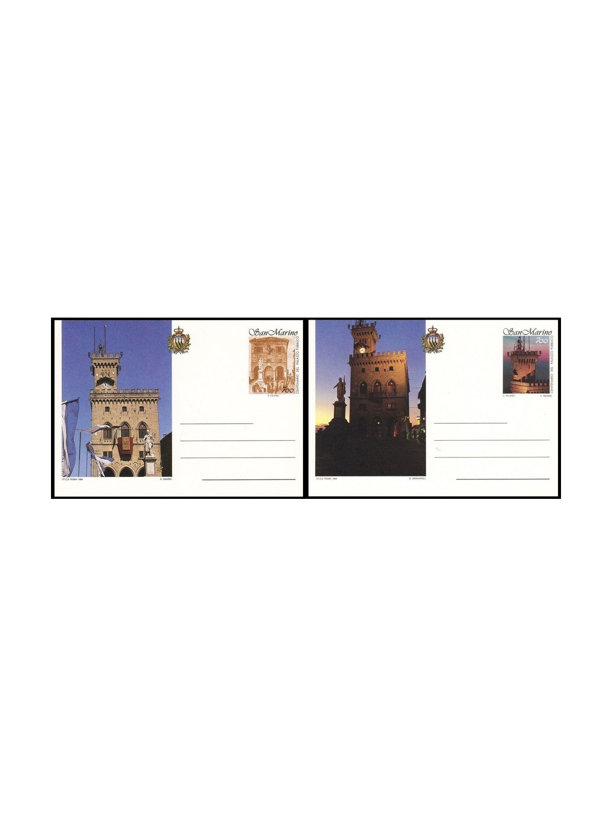 SAN MARINO 1994 Government Palace 2 New Postcards