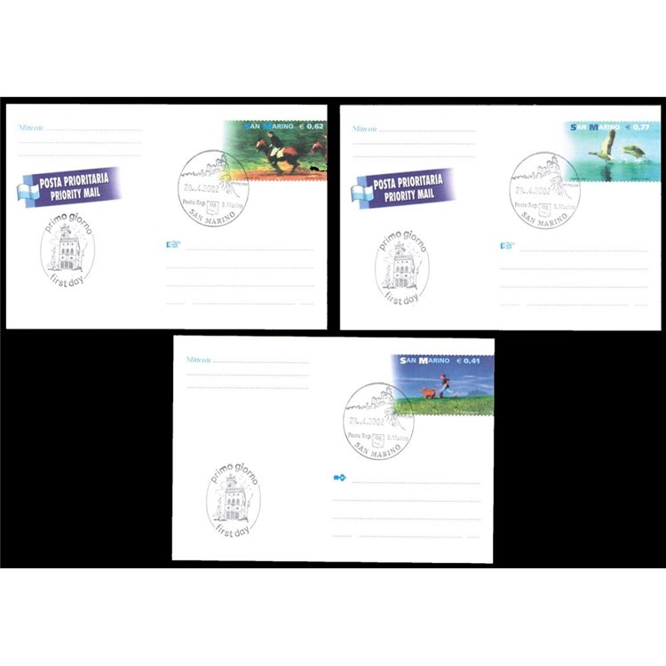 SAN MARINO 2002 Serie ordinaria 3 Cartoline Postali apg