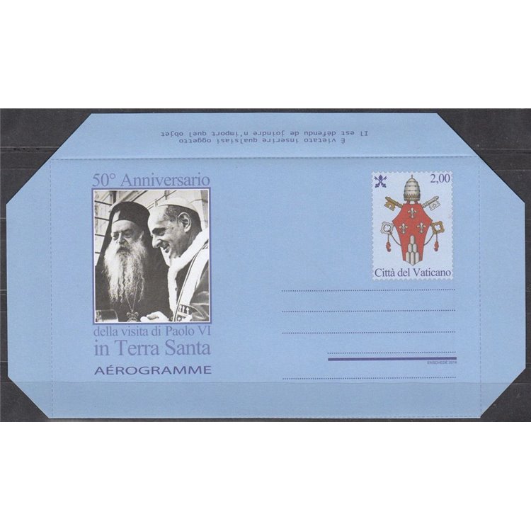 VATICAN 2014 Paul VI in the Holy Land, new aerogram