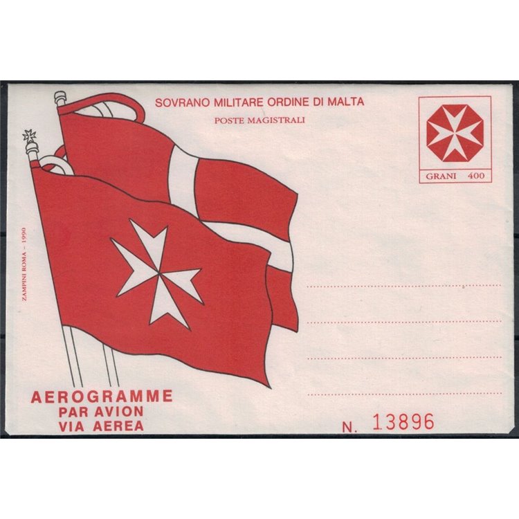 SMOM 1990 Croce di Malta, aerogramma nuovo