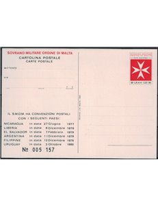 SMOM 1982 Stati convenzionati, Cartolina Postale nuova