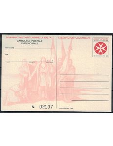 SMOM 1992 Celebrazioni Colombiane, Cartolina Postale nuova
